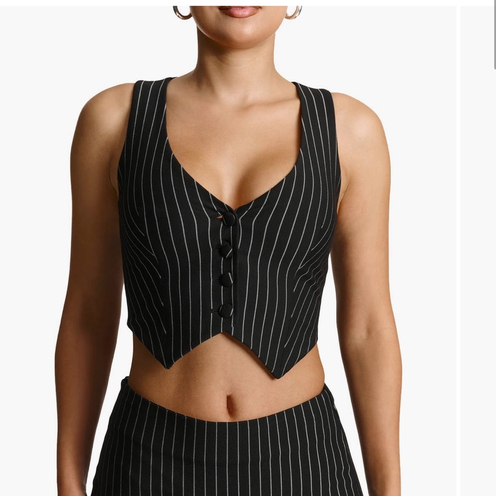 Naked Wardrobe Black and White Pinstripe Crop Top